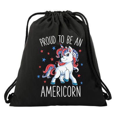 Americorn Unicorn 4th Of July Mericorn Merica Drawstring Bag