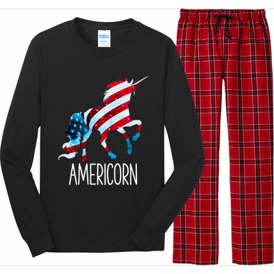 Americorn Unicorn 4th Of July Mericorn Merica Long Sleeve Pajama Set