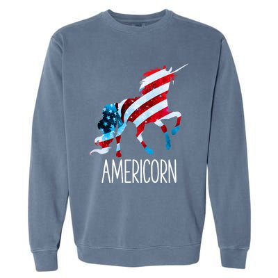 Americorn Unicorn 4th Of July Mericorn Merica Garment-Dyed Sweatshirt