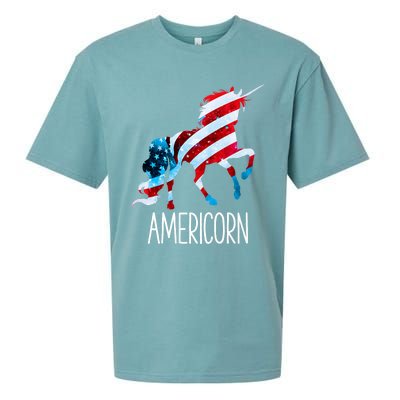 Americorn Unicorn 4th Of July Mericorn Merica Sueded Cloud Jersey T-Shirt