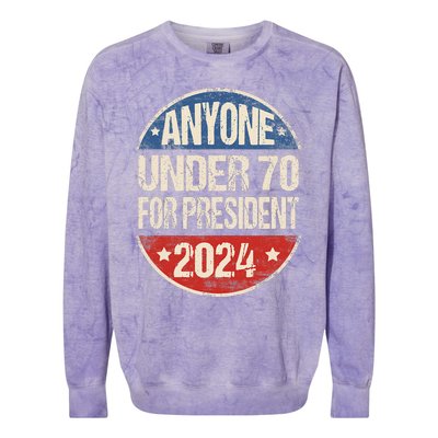 Anyone Under 70 For President 2024 Funny Election Colorblast Crewneck Sweatshirt