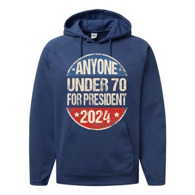 Anyone Under 70 For President 2024 Funny Election Performance Fleece Hoodie