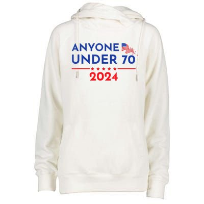 Anyone Under 70 2024 Funny Anti Biden Womens Funnel Neck Pullover Hood