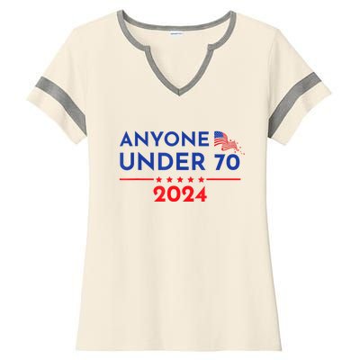 Anyone Under 70 2024 Funny Anti Biden Ladies Halftime Notch Neck Tee