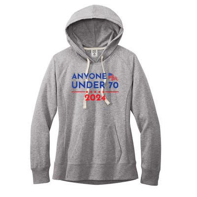 Anyone Under 70 2024 Funny Anti Biden Women's Fleece Hoodie