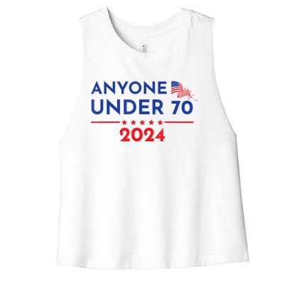 Anyone Under 70 2024 Funny Anti Biden Women's Racerback Cropped Tank