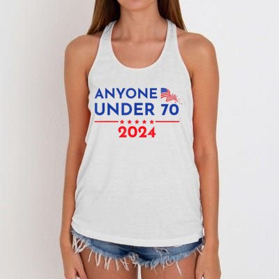 Anyone Under 70 2024 Funny Anti Biden Women's Knotted Racerback Tank