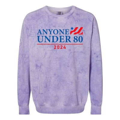 Anyone Under 80 2024 FUNNY Colorblast Crewneck Sweatshirt