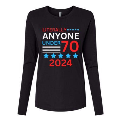 Anyone Under 80 70 2024 Election President Congress Term Womens Cotton Relaxed Long Sleeve T-Shirt