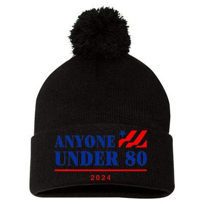 Anyone Under 80 2024 Funny Pom Pom 12in Knit Beanie