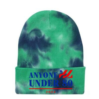 Anyone Under 80 2024 Funny Tie Dye 12in Knit Beanie