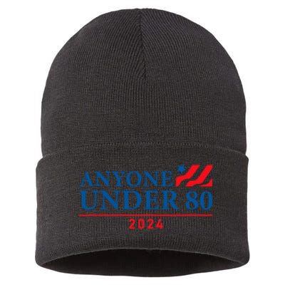 Anyone Under 80 2024 FUNNY Sustainable Knit Beanie