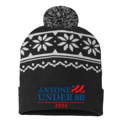 Anyone Under 80 2024 FUNNY USA-Made Snowflake Beanie