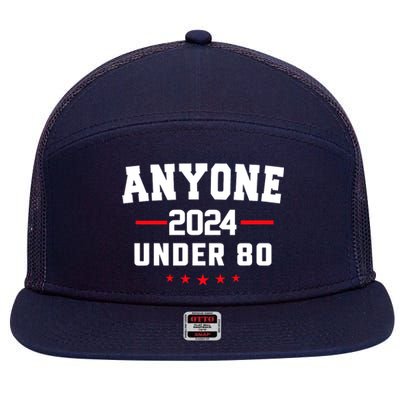 Anyone Under 80 2024 Funny 7 Panel Mesh Trucker Snapback Hat