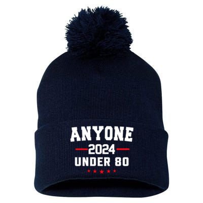 Anyone Under 80 2024 Funny Pom Pom 12in Knit Beanie