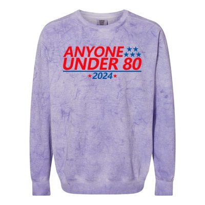 Anyone Under 80 2024 Funny Colorblast Crewneck Sweatshirt