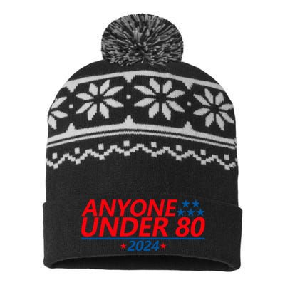 Anyone Under 80 2024 Funny USA-Made Snowflake Beanie