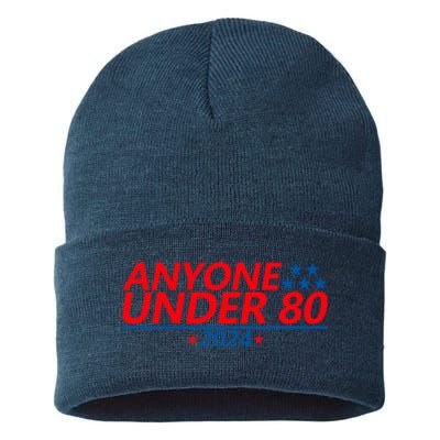 Anyone Under 80 2024 Funny Sustainable Knit Beanie