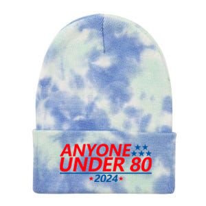 Anyone Under 80 2024 Funny Tie Dye 12in Knit Beanie