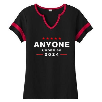 Anyone Under 80 2024 FUNNY Ladies Halftime Notch Neck Tee