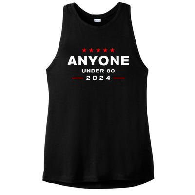 Anyone Under 80 2024 FUNNY Ladies PosiCharge Tri-Blend Wicking Tank