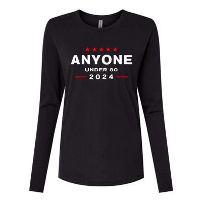 Anyone Under 80 2024 FUNNY Womens Cotton Relaxed Long Sleeve T-Shirt