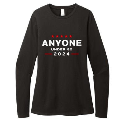 Anyone Under 80 2024 FUNNY Womens CVC Long Sleeve Shirt