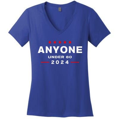 Anyone Under 80 2024 FUNNY Women's V-Neck T-Shirt