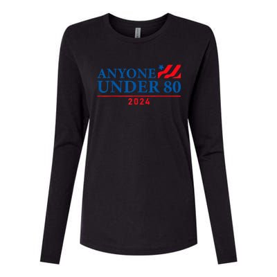 Anyone Under 80 2024 FUNNY Womens Cotton Relaxed Long Sleeve T-Shirt