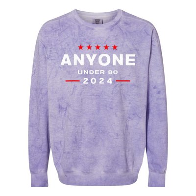 Anyone Under 80 2024 FUNNY Colorblast Crewneck Sweatshirt