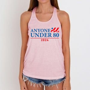 Anyone Under 80 2024 FUNNY Women's Knotted Racerback Tank