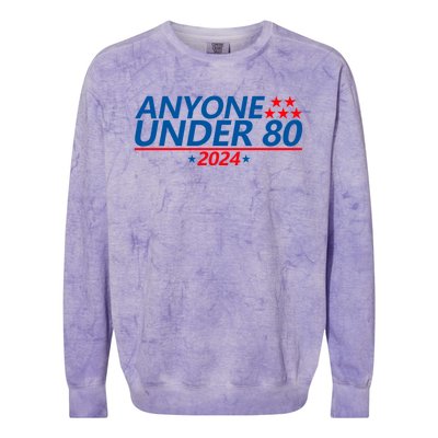 Anyone Under 80 2024 FUNNY Colorblast Crewneck Sweatshirt