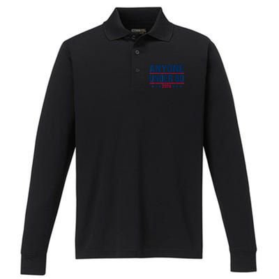 Anyone Under 80 2024 Funny President Election Vote Performance Long Sleeve Polo