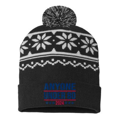 Anyone Under 80 2024 Funny President Election Vote USA-Made Snowflake Beanie