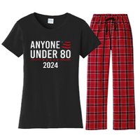 Anyone Under 80 2024 Funny Political Gift Women's Flannel Pajama Set