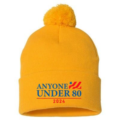 Anyone Under 80 2024 Funny Political Pom Pom 12in Knit Beanie
