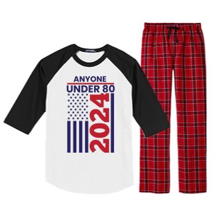 Anyone Under 80 Funny 2024 Raglan Sleeve Pajama Set