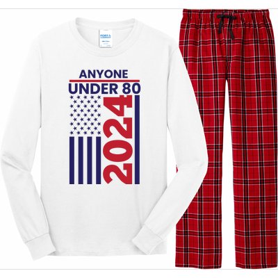 Anyone Under 80 Funny 2024 Long Sleeve Pajama Set