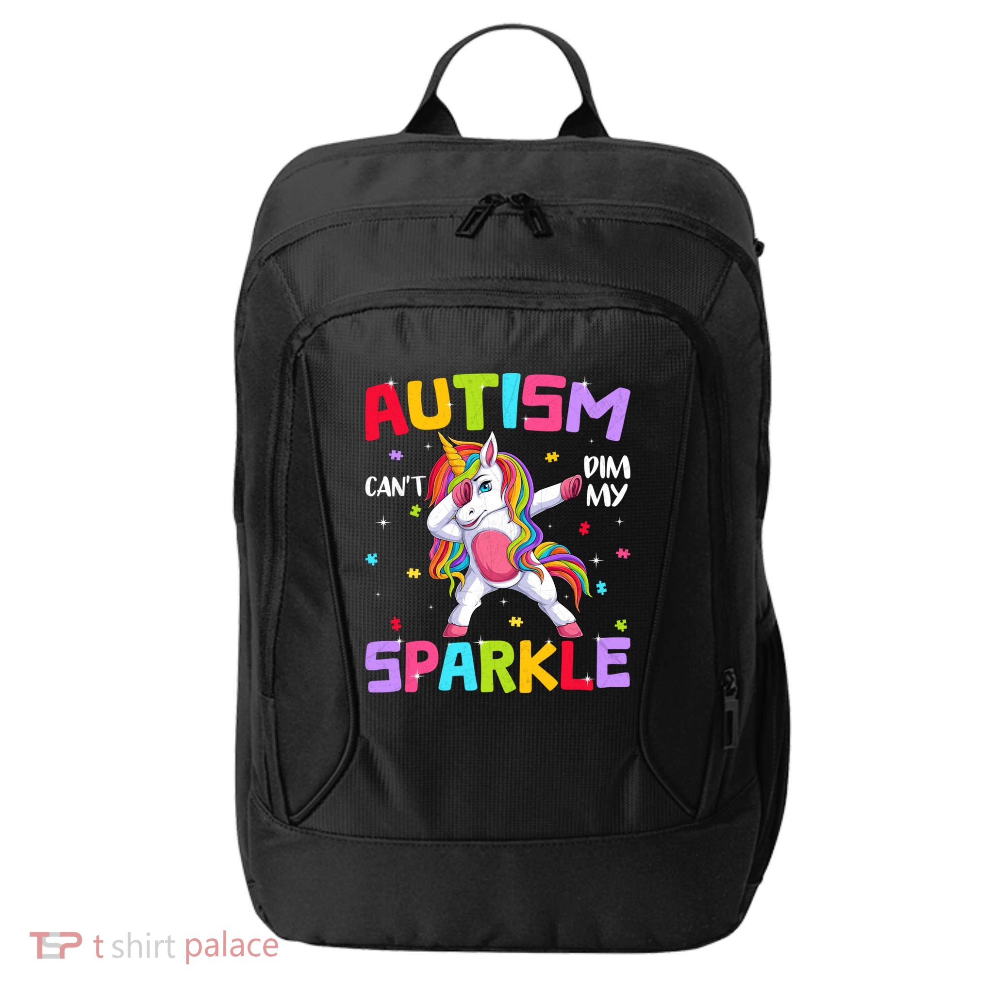 Autism Unicorn April Awareness Autistic Puzzle Dabbing Gift City Backpack