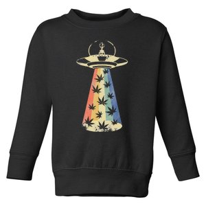 Alien Ufo Abduction Weed Cannabis Marijuana Leaf Funny Toddler Sweatshirt