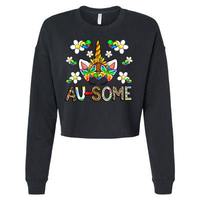 Ausome Unicorn Autism Awareness Neurodiversity Celebration Gift Cropped Pullover Crew