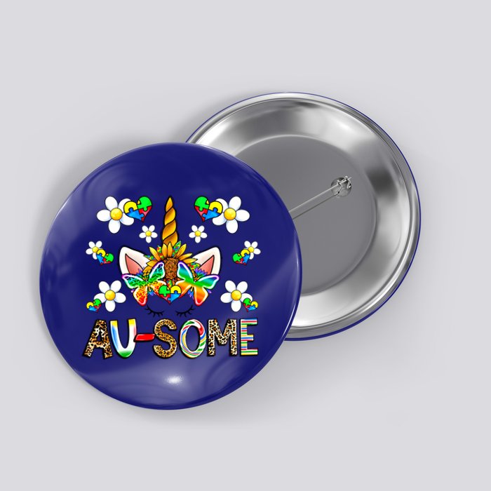 Ausome Unicorn Autism Awareness Neurodiversity Celebration Gift Button