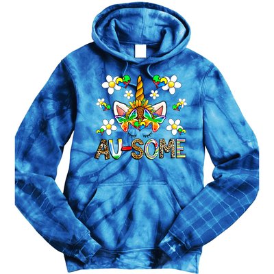 Ausome Unicorn Autism Awareness Neurodiversity Celebration Gift Tie Dye Hoodie