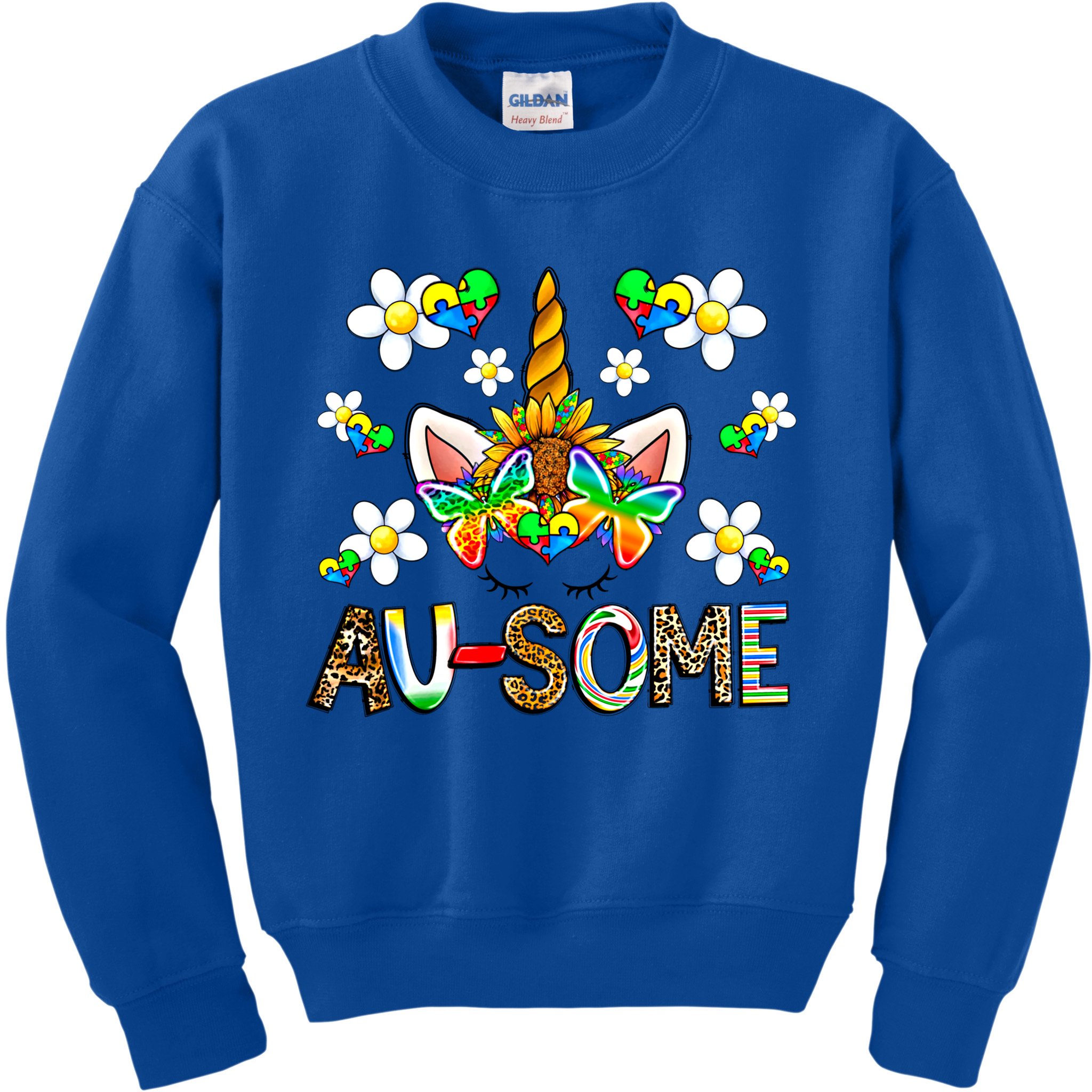 Ausome Unicorn Autism Awareness Neurodiversity Celebration Gift Kids Sweatshirt