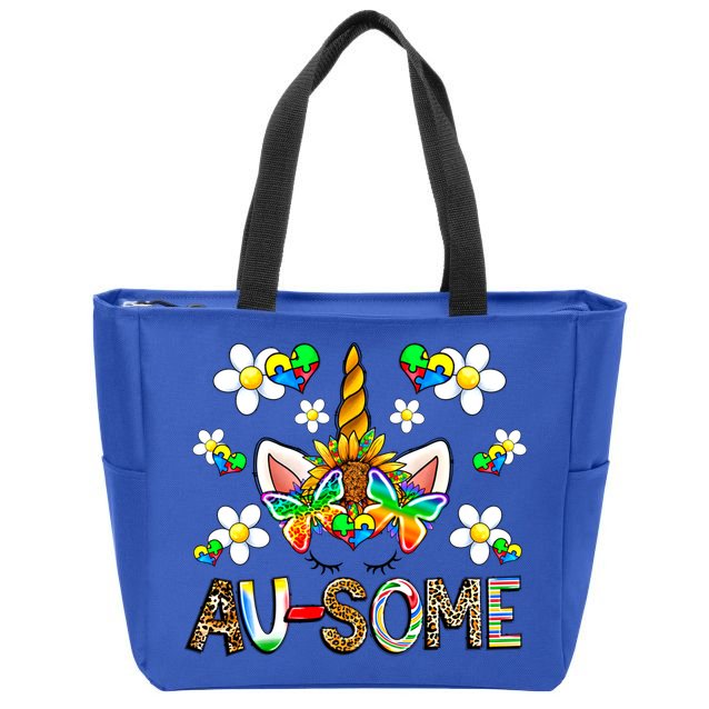 Ausome Unicorn Autism Awareness Neurodiversity Celebration Gift Zip Tote Bag