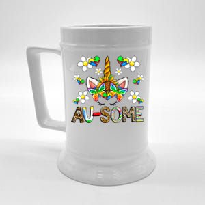 Ausome Unicorn Autism Awareness Neurodiversity Celebration Gift Beer Stein