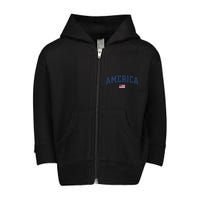 America Usa American Flag July 4th Patriotic Toddler Zip Fleece Hoodie