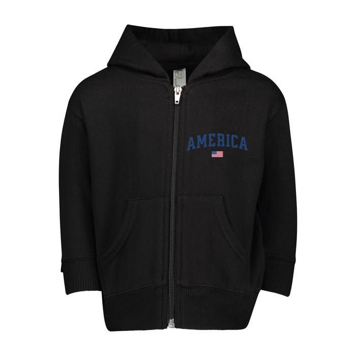 America Usa American Flag July 4th Patriotic Toddler Zip Fleece Hoodie