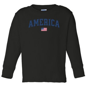 America Usa American Flag July 4th Patriotic Toddler Long Sleeve Shirt