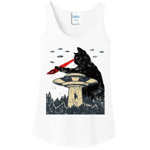 Alien Ufo Abduction Laser Eye Funny Cat Ladies Essential Tank